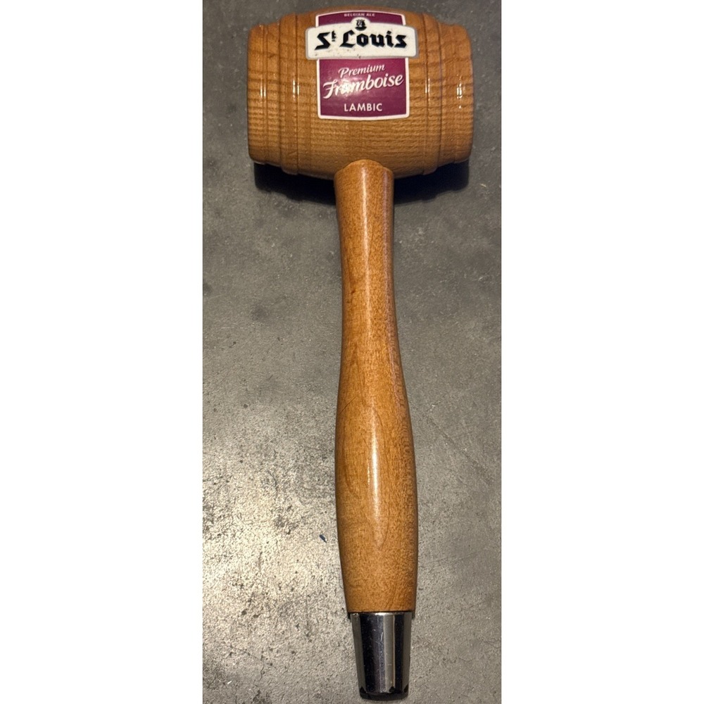 Vintage St‎ Louis Premium Framboise Lambic Belgian Beer Ale Tap Knob Handle Wood
